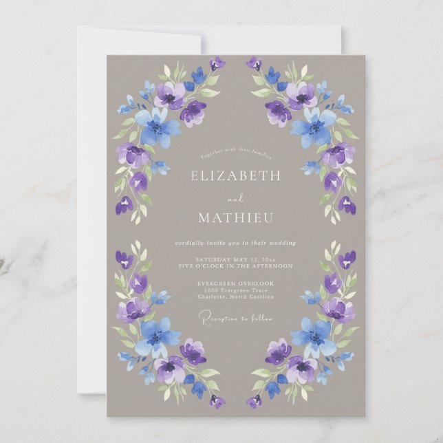 Taupe Ethereal Spring Wedding Invitation (Front)