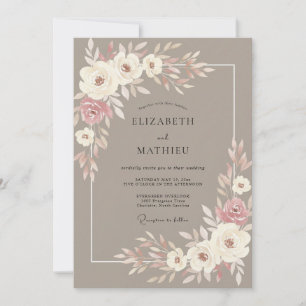 Taupe Exquisite Romantic Wedding Invitation