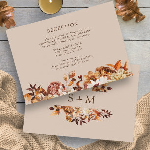 Taupe Fall Terracotta Botanical Wedding Reception Enclosure Card