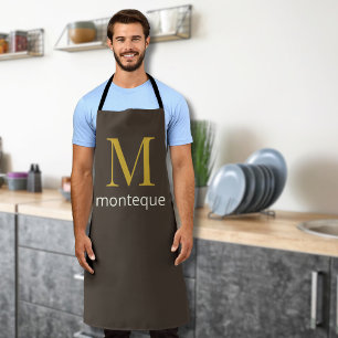 Taupe Gold Monogram Personalised Name Luxury Gift Apron