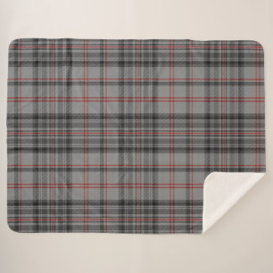 Taupe Gray Black Red Tartan Plaid Sherpa Blanket