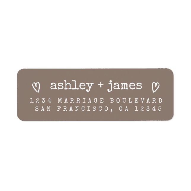 Taupe Gray Heart Couple Return Address (Front)