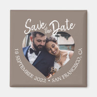 Taupe Gray Photo Modern Script Save the Date