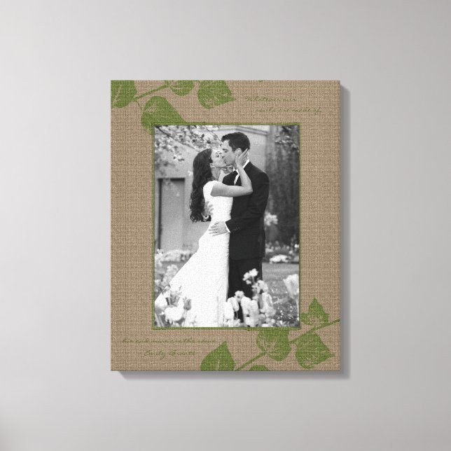 Taupe Green Leaves Portrait Photo Template Picture Canvas Print (Front)