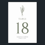 Taupe Green Minimalist Floral Bouquet Wedding Table Number<br><div class="desc">This customisable minimalist wedding table numbers card features a taupe green modern floral bouquet line art. Personalise by adding the table numbers,  names,  and event date. This minimalist floral table numbers card is perfect for weddings,  bridal showers,  baby showers,  birthdays,  and so much more.</div>