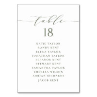 Taupe Green Minimalist Script Wedding Seating Plan