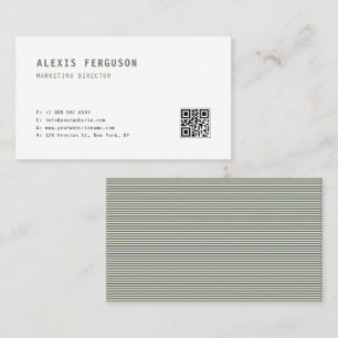 Taupe Green Simple Typography QR Code Minimalist Business Card