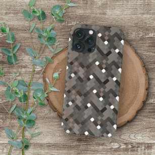 Taupe Grey Dark Brown White Mosaic Art Case-Mate i iPhone 12 Pro Max Case