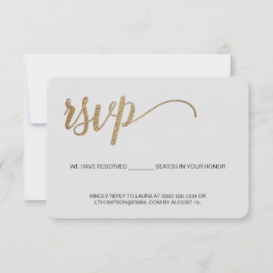 Taupe grey Gold RSVP no mailing Reserved Seat Card