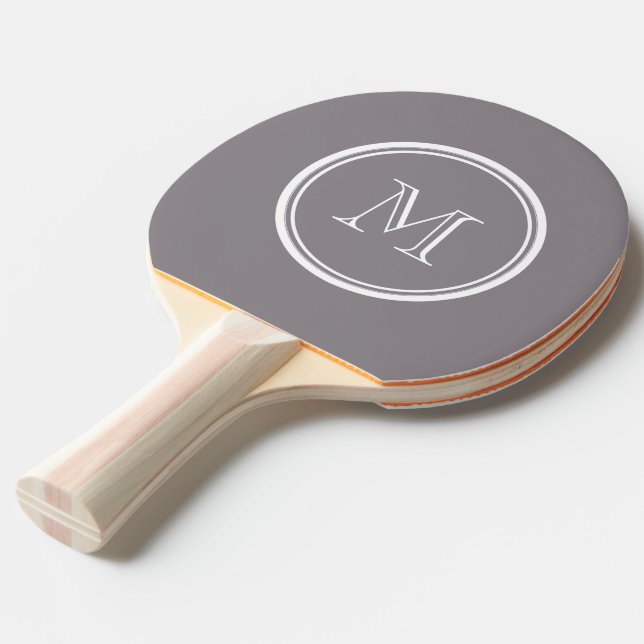 Taupe Grey High End Coloured Personalised Ping Pong Paddle (Front Angle)