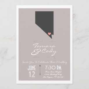 Taupe Grey Las Vegas, Nevada Wedding Invitation