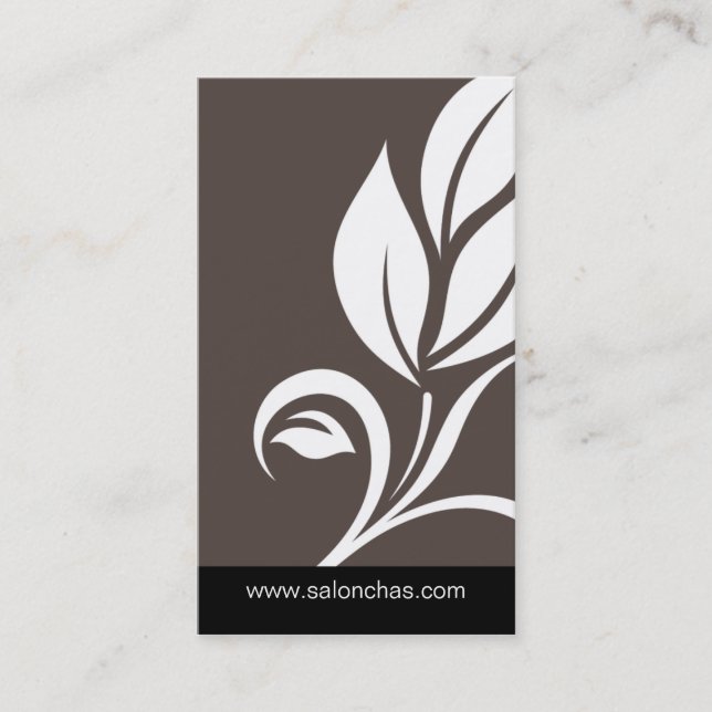 Taupe Grey Leaf Salon Spa Business Card (Front)