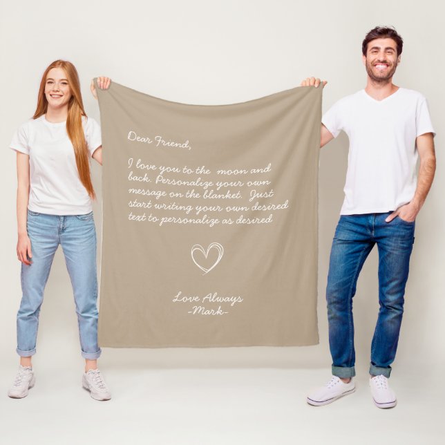 Taupe Handwritten Personalised Message Friends  Fleece Blanket (In Situ)