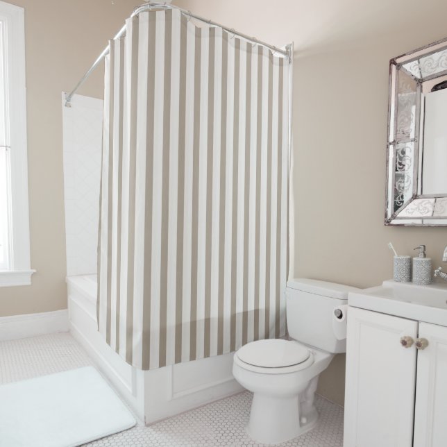 Taupe Harbour Shower Curtain (In Situ)