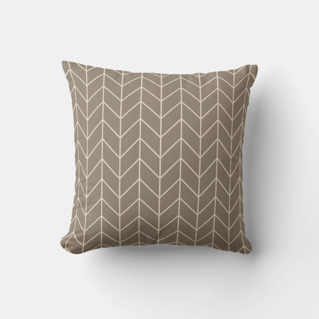 Taupe Herringbone Throw Pillow (Front)