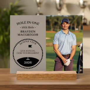 Taupe Hole In One Golfer Photo Acrylic Sign