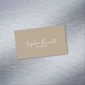 Taupe I Modern Minimalist QR Business Card Magnet