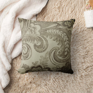 Taupe Iraqi Paisley Classic Throw Pillow