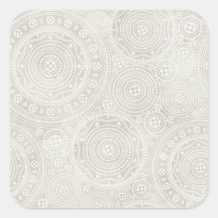 Taupe Ivory Lace Doily Neutral Mandala Print Square Sticker
