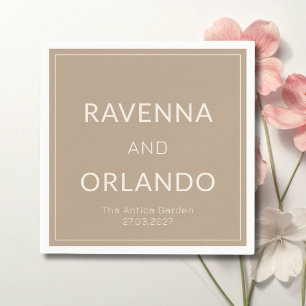 Taupe Ivory Old Money Minimalist Wedding Napkin