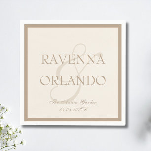 Taupe Ivory Old Money Timeless Glam Wedding Napkin