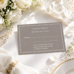 Taupe ivory wedding response RSVP Card