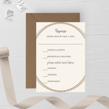 Taupe & Ivory Wedding RSVP Card