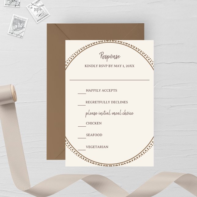 Taupe & Ivory Wedding RSVP Card (Creator Uploaded)