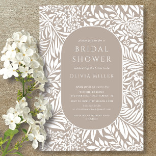 Taupe Leaf Floral Bridal Shower Invitation