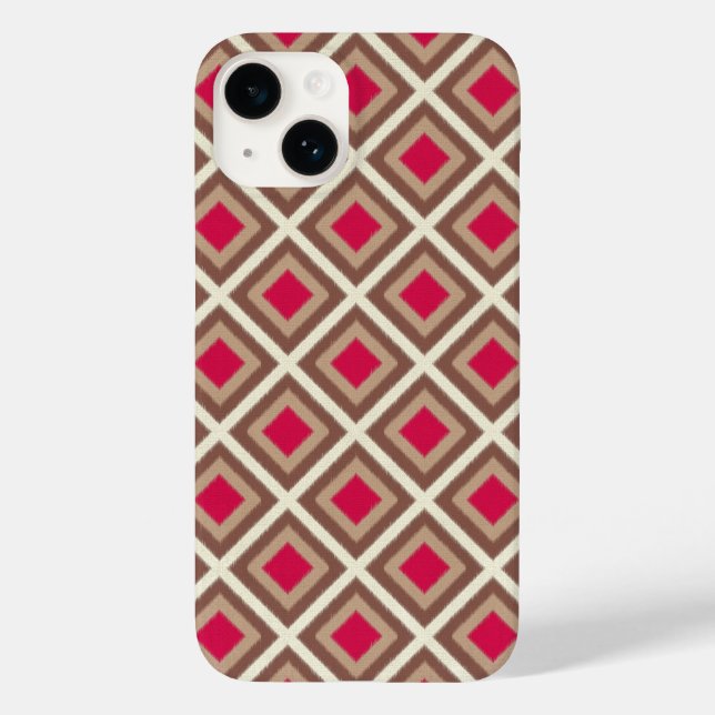 Taupe, Light Taupe, Hot Pink Ikat Diamonds STaylor Case-Mate iPhone Case (Back)
