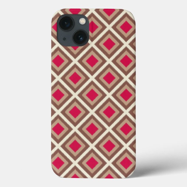 Taupe, Light Taupe, Hot Pink Ikat Diamonds STaylor Case-Mate iPhone Case (Back)