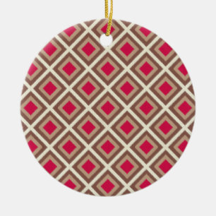 Taupe, Light Taupe, Hot Pink Ikat Diamonds STaylor Ceramic Tree Decoration