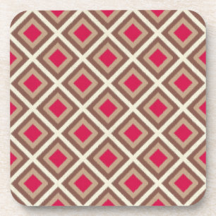 Taupe, Light Taupe, Hot Pink Ikat Diamonds STaylor Coaster