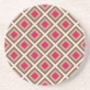 Taupe, Light Taupe, Hot Pink Ikat Diamonds STaylor Coaster