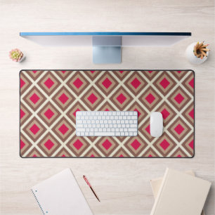 Taupe, Light Taupe, Hot Pink Ikat Diamonds STaylor Desk Mat