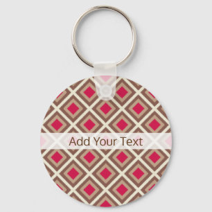 Taupe, Light Taupe, Hot Pink Ikat Diamonds STaylor Key Ring