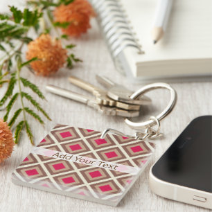 Taupe, Light Taupe, Hot Pink Ikat Diamonds STaylor Key Ring
