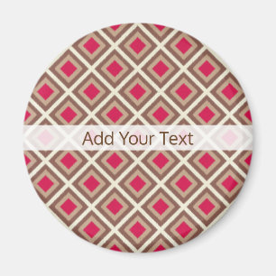 Taupe, Light Taupe, Hot Pink Ikat Diamonds STaylor Magnet