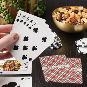 Taupe, Light Taupe, Hot Pink Ikat Diamonds STaylor Playing Cards
