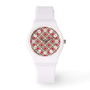 Taupe, Light Taupe, Hot Pink Ikat Diamonds STaylor Watch