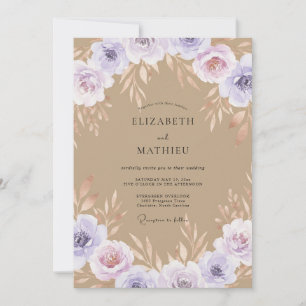Taupe Lilac Painted Wedding Invitation