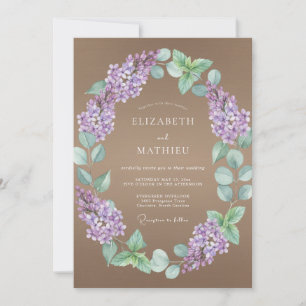 Taupe Lilac Petal Wedding Invitation