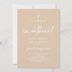 Taupe Little Sweetheart Baby Shower Invitation