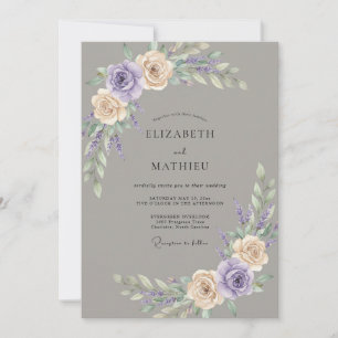 Taupe Lyrical Botanical Wedding Invitation
