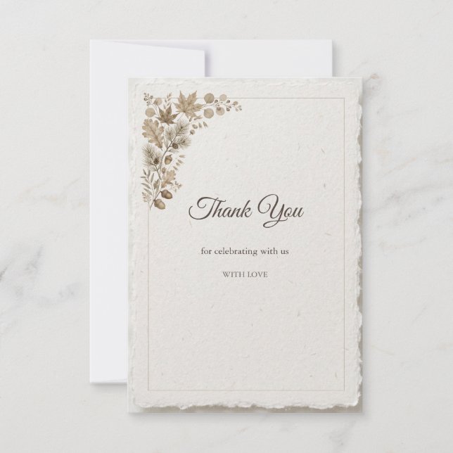 Taupe Maple Thank You Card Rustic Fall (Front)