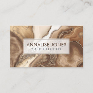 Taupe marble and gold abstract business card