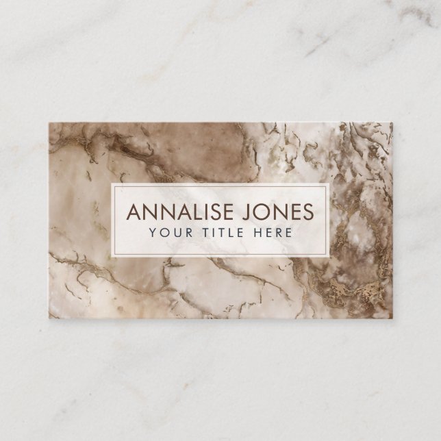 Taupe marble and gold abstract business card (Front)