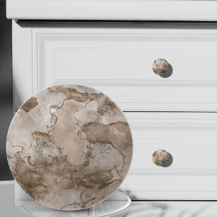 Taupe marble and gold abstract ceramic knob