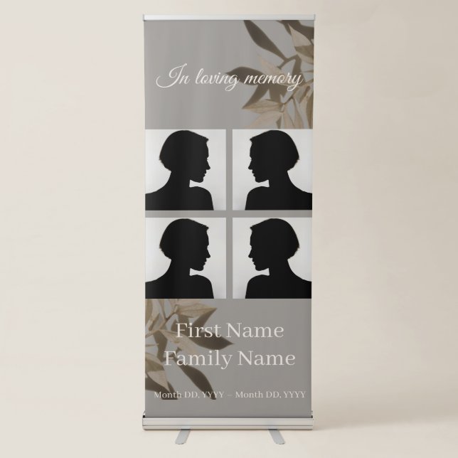 Taupe memorial collage retractable banner (Front)