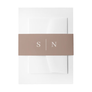 Taupe Minimal and Chic Monogram Invitation Belly Band